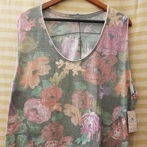 Free People Sleveless Tank Multi-color Floral Hi-l